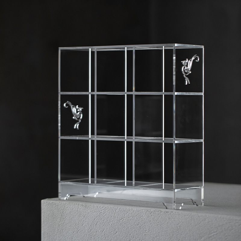 Acrylic Tea Set Teapot Multi-Treasure Cabinet Display Rack Desktop Storage Rack Without Back Panel Grid Rack Can Be Developed