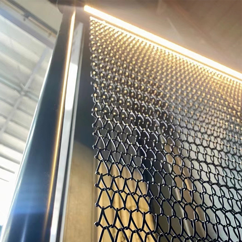 Black Warrior Screen Partition Metal Mesh Curtain Grille Decoration Commercial Office Stainless Steel Iron Art Industrial Style Flower Pattern