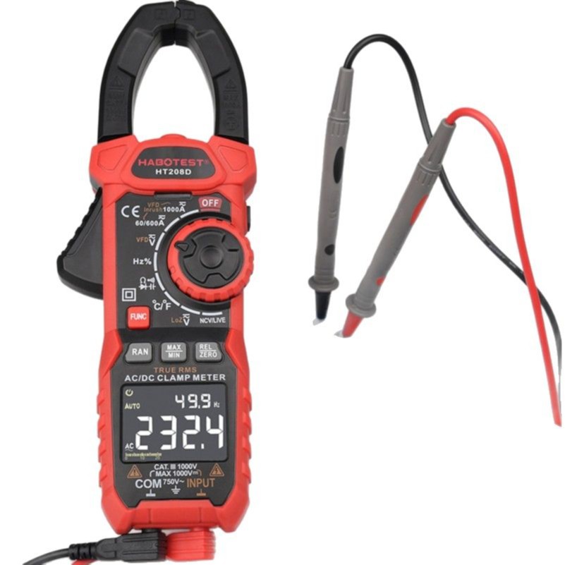 Huabo HT208D Clamp Multimeter High Precision Digital Clamp Meter Multi-function Clamp Meter AC/DC Clamp Meter