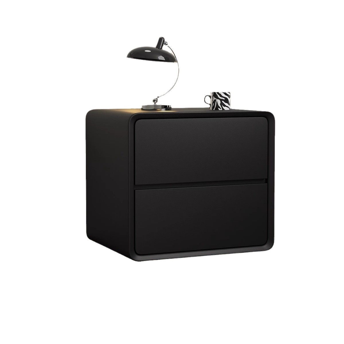 Bedside Table Accessible Luxury High-End Solid Wood One-Piece Black Bedside Table Small Household Double-Layer Storage Bedside Storage Cabinet