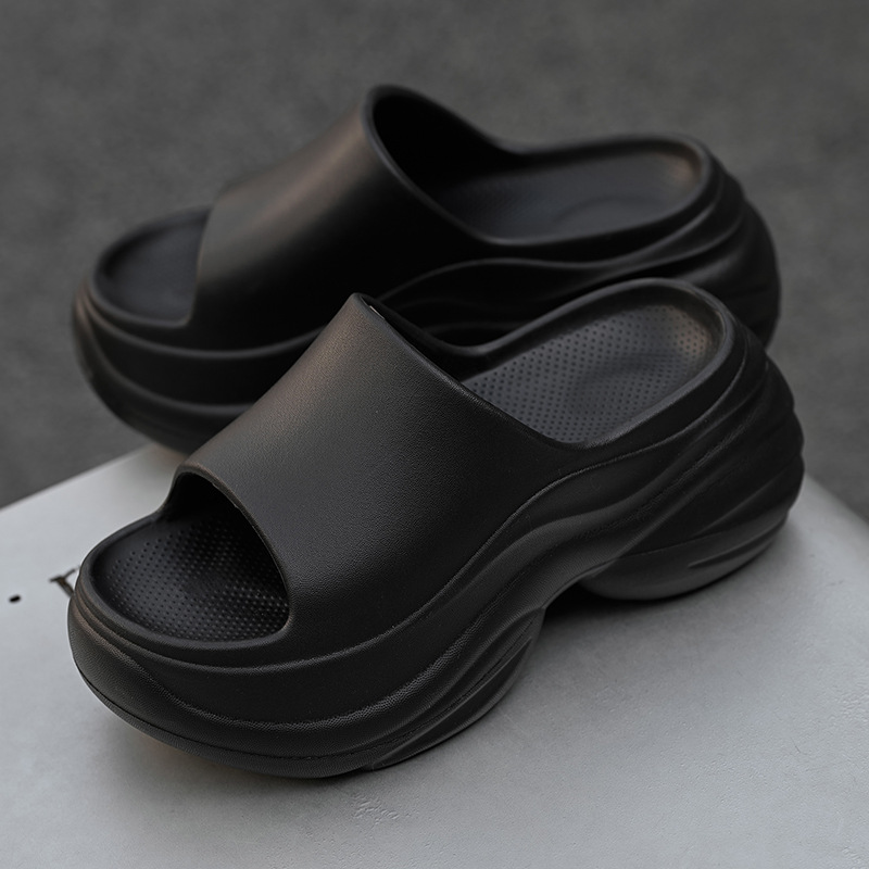 8cm Height-increasing Slippers for Women's Outer Wear Thick-soled Shit Feeling Eva Home Slippers Summer Indoor Bathroom Breathable Sandals