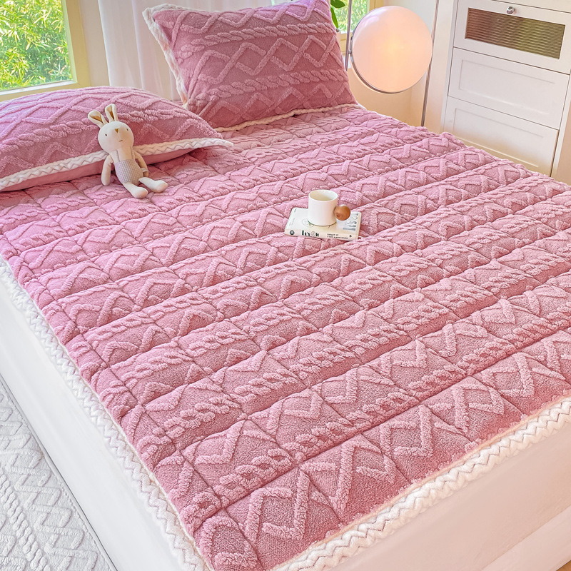 Class a Thickeneded Taffeta Mattress Cushion Household Cashmere Milk Velvet Mattress Cushion Winter Single Mattress Bedding