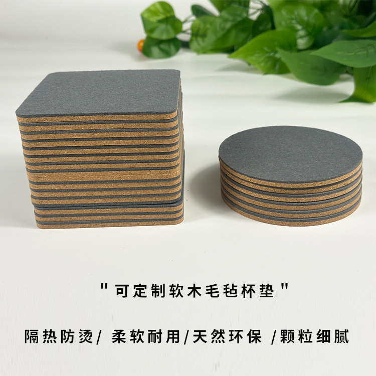 Cork Coaster Round Square Cork Mat Waterproof Leather Coaster Absorbent Felt Mat Insulation Mat Printable LOGO