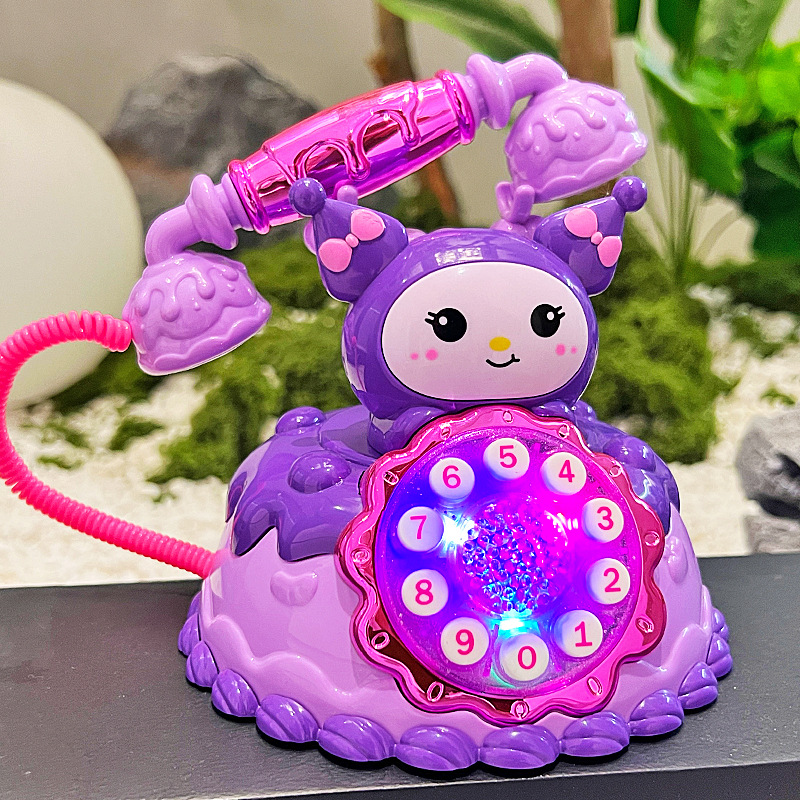Многофункциональный телефон для детей, симуляция, мультяшный ретро стационарный телефон, музыкальные игрушки для раннего обучения