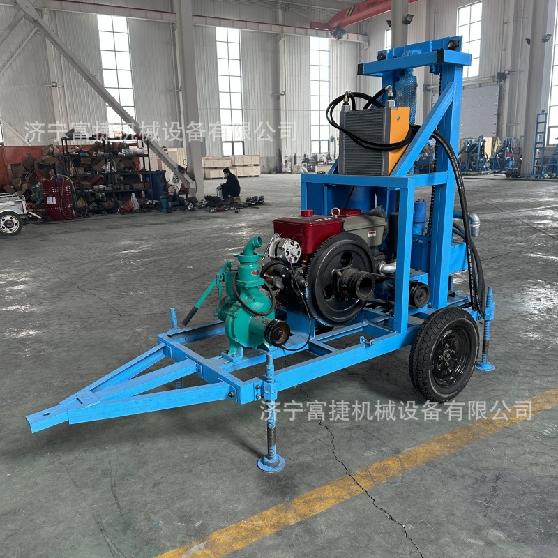 Household Small Diesel Drilling Machine Farmland Irrigation Deep Water Well Drilling Machine Hydraulic Retractable Drilling Machine Drilling Equipment