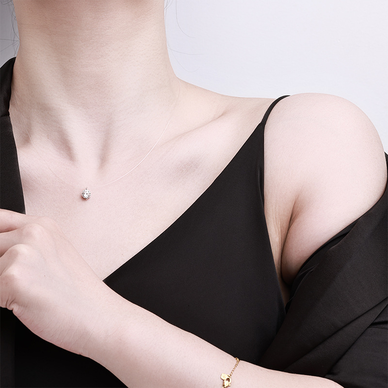 S925 Sterling Silver Mermaid Tears Necklace Light Luxury 2025 New Explosions Advanced Sense Invisible Moissanite Sun Li Same Style