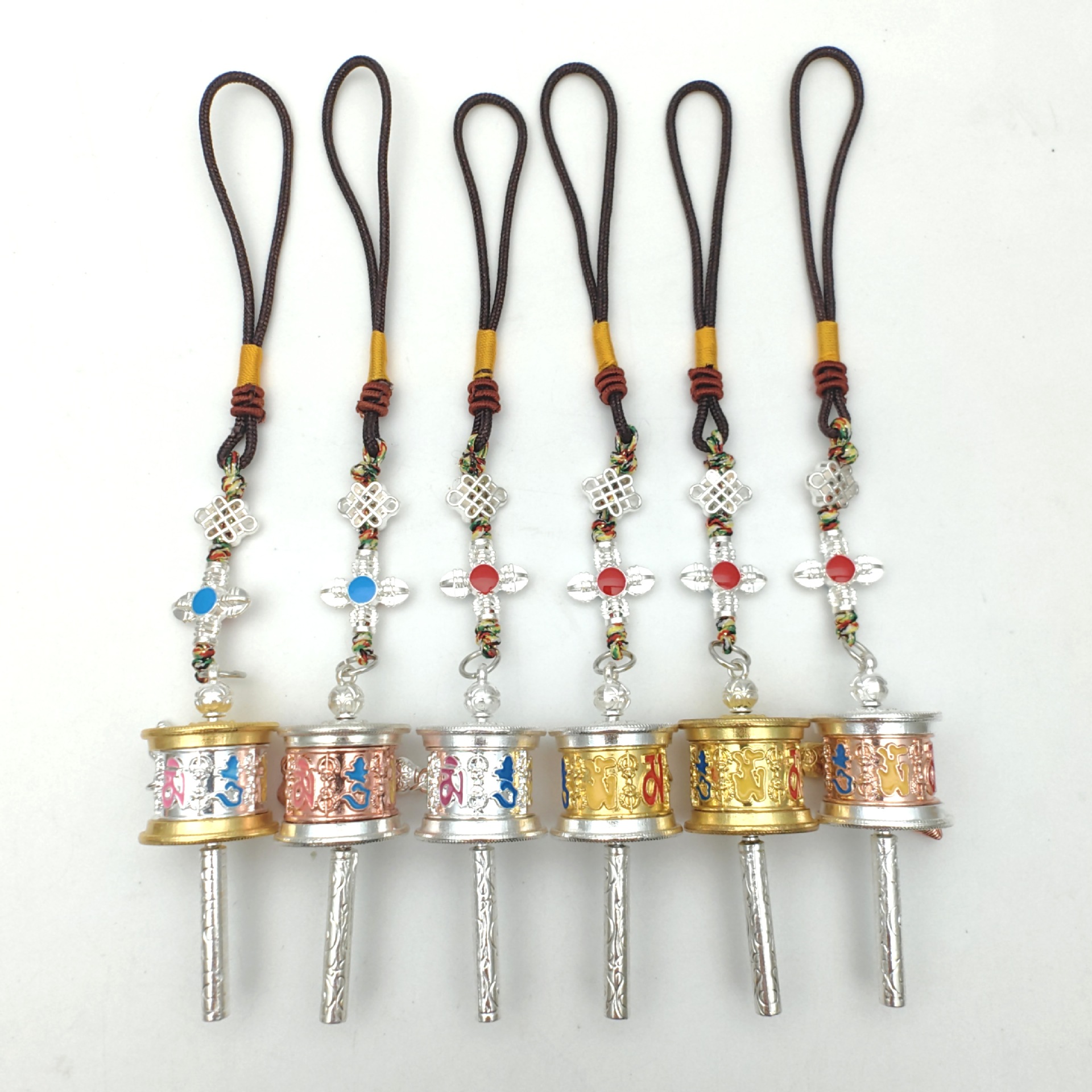 Xizang Prayer Wheel Six-Character Mantra Retro Ethnic Style Diamond Rope Bag Car Pendant Fashion Jewelry