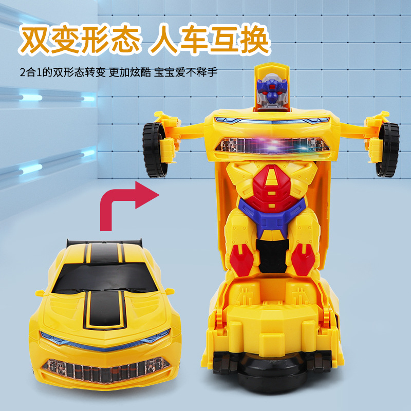 Electric stunt car deformation robot music Light Universal driving electric children's toys stall wholesale