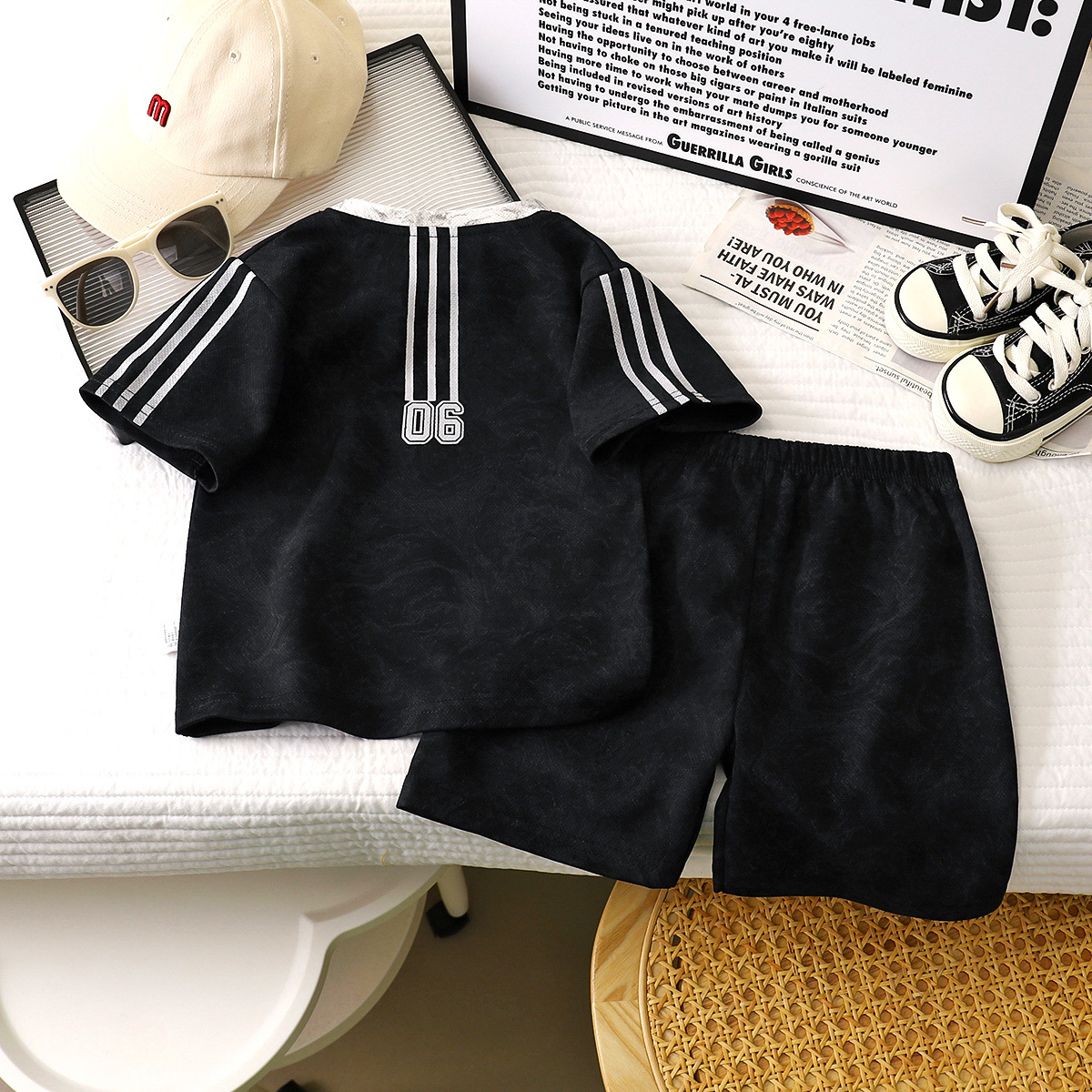 Boys short sleeve suit summer new mid-range summer children's shorts boys western style children's sports children's clothing wholesale