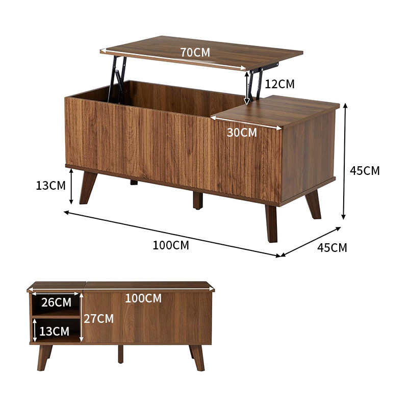 Living Room Coffee Table, Home Office Coffee Table, Adjustable Office Desk, Wooden Simple Small Furniture with Storage
