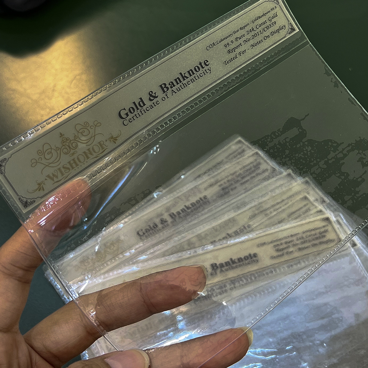 ПВХ-упаковка, золотая фольгированная карточка памятной банкноты, различные коллекционные карточки, возможность печати