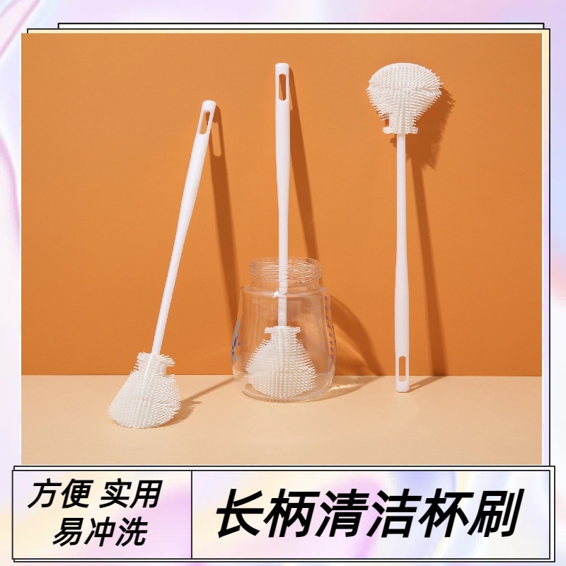 Silicone Milk Bottle Brush Cup Brush Household Long Handle Milk Bottle Cleaning Brush Head Foldable No Dead Angle Multifunctional Cleaning Brush