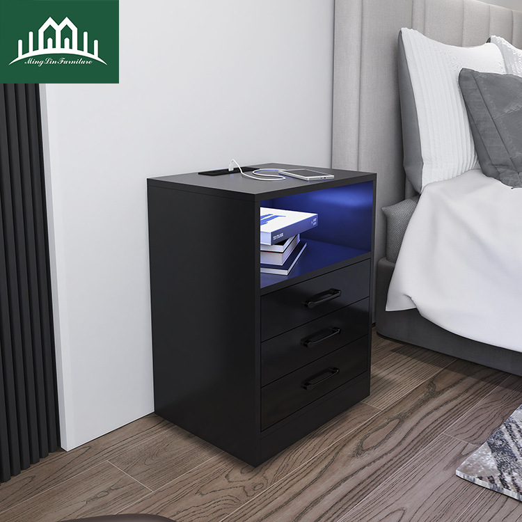 New simple bedside table very simple wind bedside cabinet large capacity storage cabinet with lamp drawer cabinet wholesale