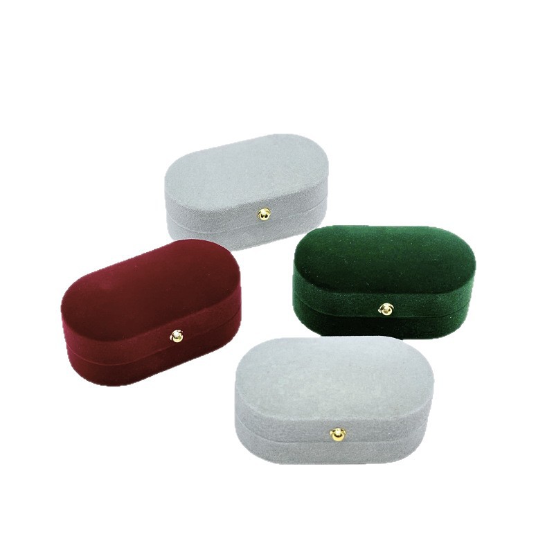 Gold Buckle Velvet High-End Ring and Earring Box, Velvet Jewelry Earring Storage Box, Factory Direct Sales Gold Buckle Ring Box