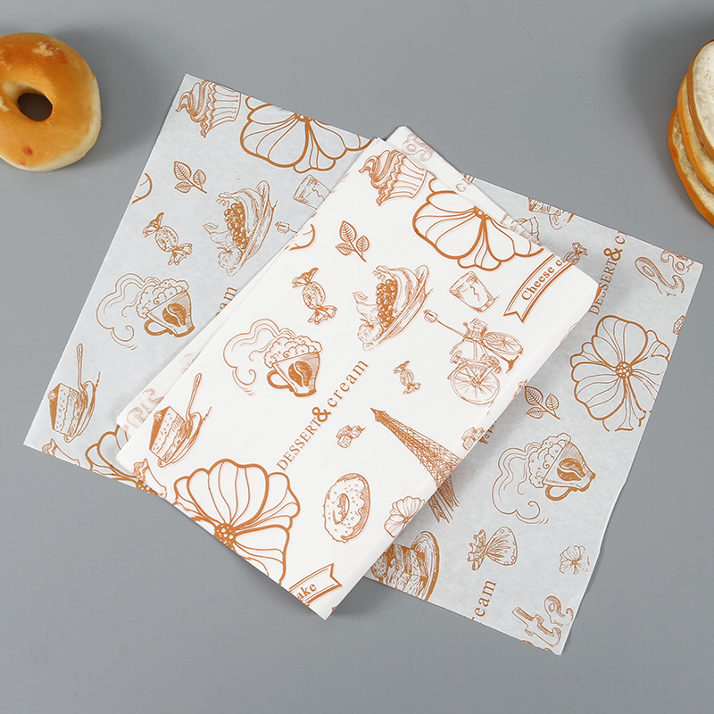 Wholesale Disposable Sandwich Wrapping Paper Food Burger Greaseproof Paper Chicken Roll Coated Paper Dinner Plate Pad Paper Wax Paper