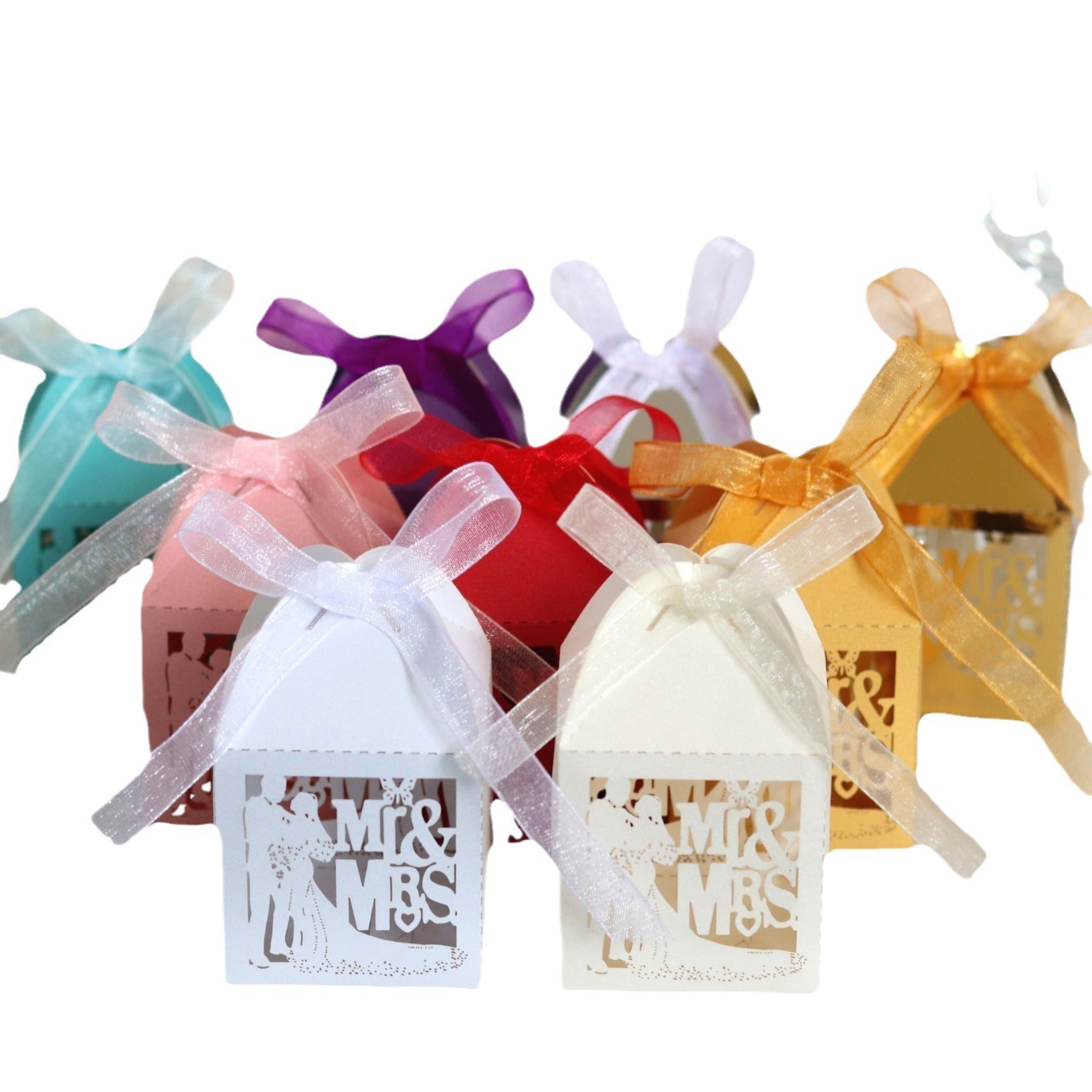 Laser Hollow Candy Box European Wedding Valentine Ribbon Box Chocolate Packaging Box Shenzhen Factory Wholesale