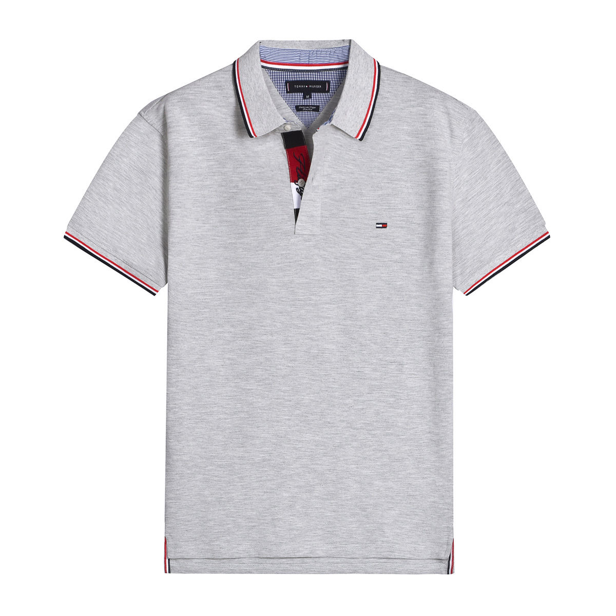 in stock Tommy Tommy Colorblock Polo Shirt Short-sleeved Men's Cotton Lapel Casual Fashion Loose plus size Short T-shirt