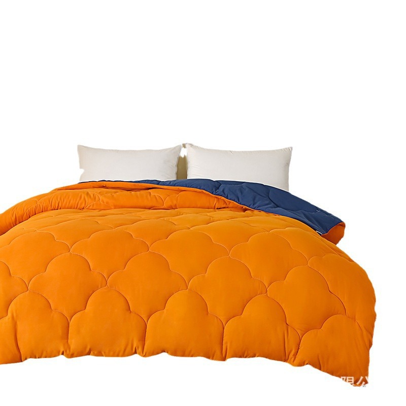 Solid color double-spell feather velvet quilt three-dimensional hemming cloud quilt student homestay thickened autumn and winter gift quilt core wholesale