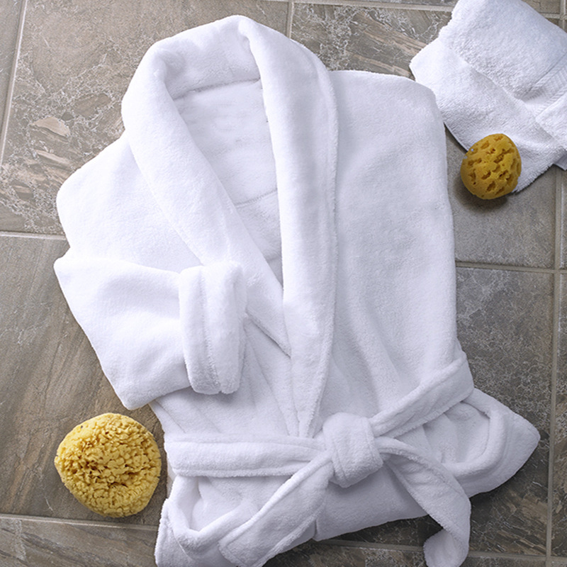 Five-star Hotel Bathrobe Hotel Homestay Nightgown White Cotton Terry Waffle Cut Velvet Hotel Bathrobe