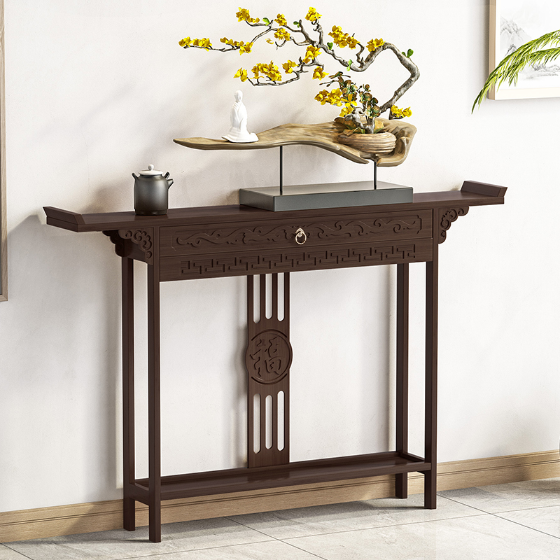 New Chinoiserie Entrance Cabinet, Entrance Table, Entryway Strip Table, Narrow Table, Table, Wall-Mounted Accessible Luxury Storage Rack, Simple