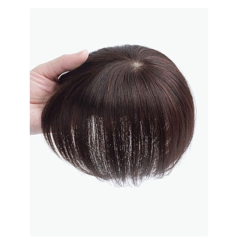 Real Hair Overhead Repair Women's Cover White Hair Covering Bald Head with Needle Breathable Real-life Hair Short Straight Hair Wig Women's