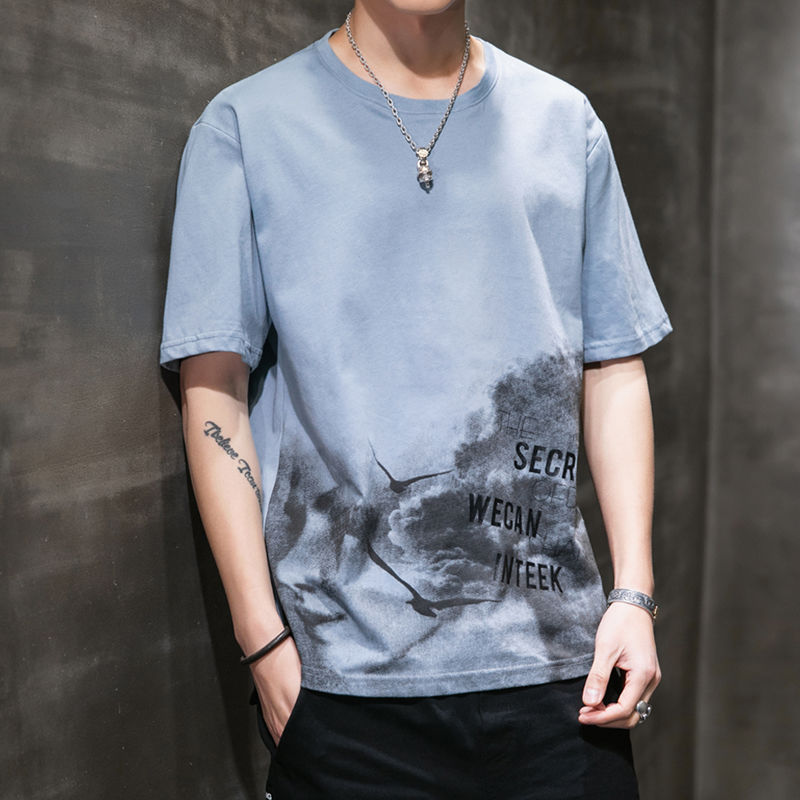 Men's Short-sleeved T-shirt Summer Trendy T-shirt Loose Fashionable Brand Style Youth Men's Half-sleeved T-shirt Top Clothes