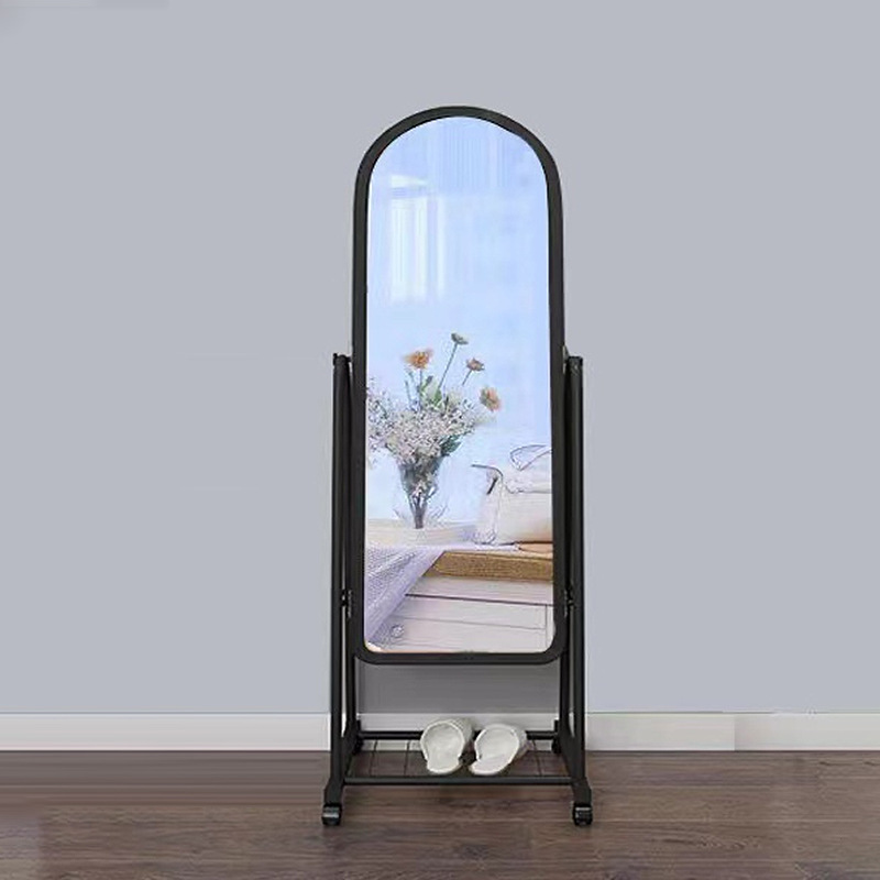 Simple Dressing Mirror, Floor-To-Ceiling Mirror, Full-Length Mirror, Fitting Mirror, Movable Clothing Store, Modern Three-Dimensional Large Mirror, Bedroom