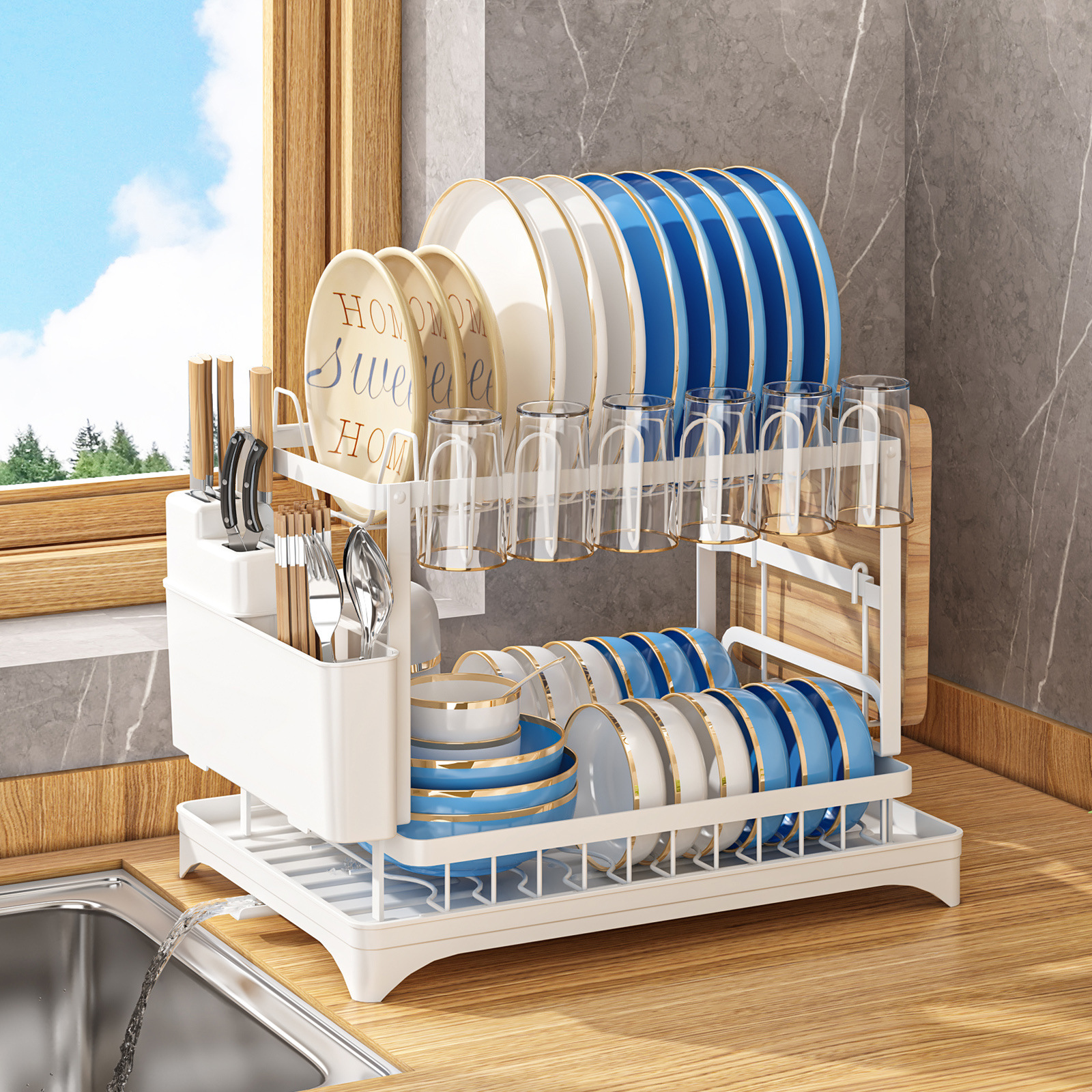 Cross-border Kitchen Multi-functional Dish Rack Bowl Shelf Kitchen Countertop Dish Rack Small Storage Dish Rack
