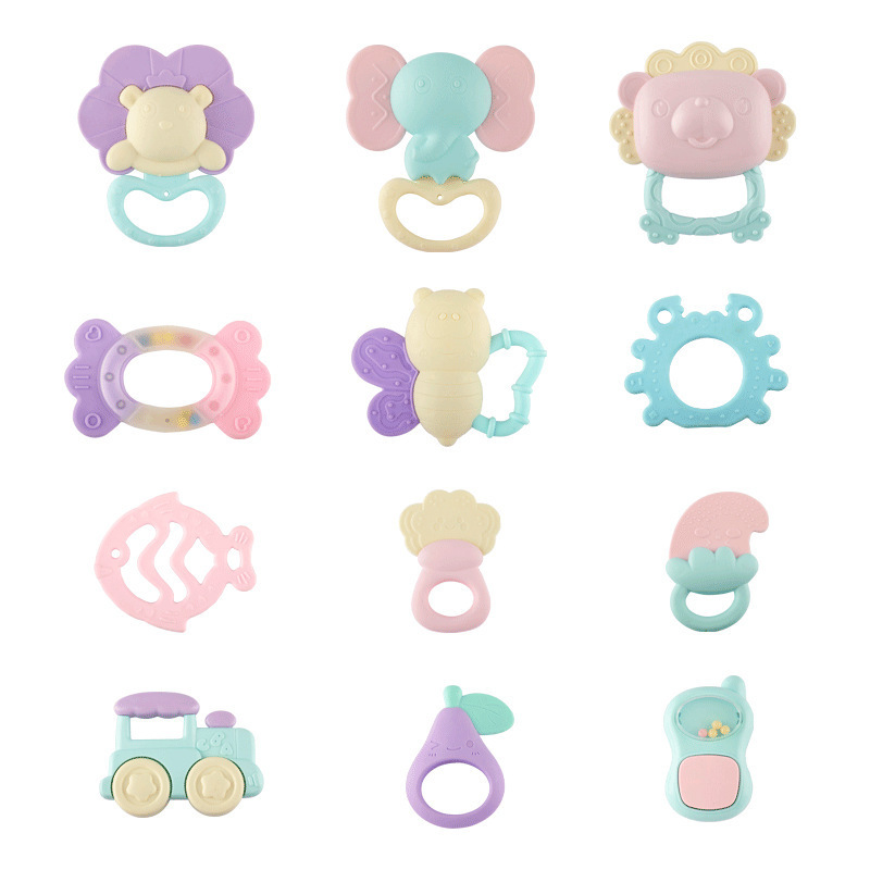 Cross-border hot selling newborn rattle teether 3-12 months molar boiled bed Bell baby educational toy gift