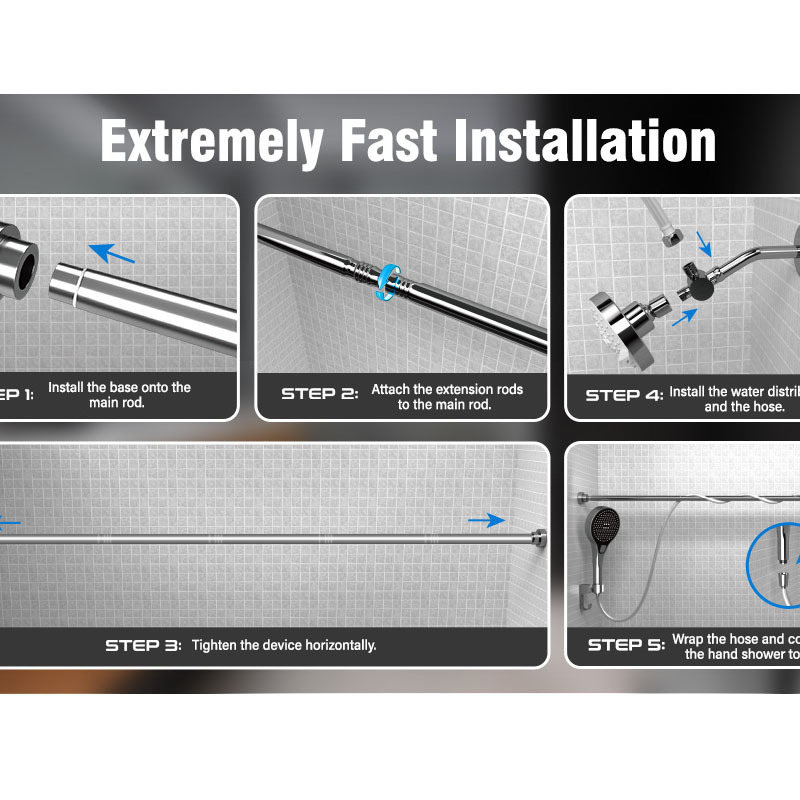 Cross-Border American Concealed Shower Head Complete Set of Socket Extension Rod Bracket Stainless Steel Handheld Shower Head Set
