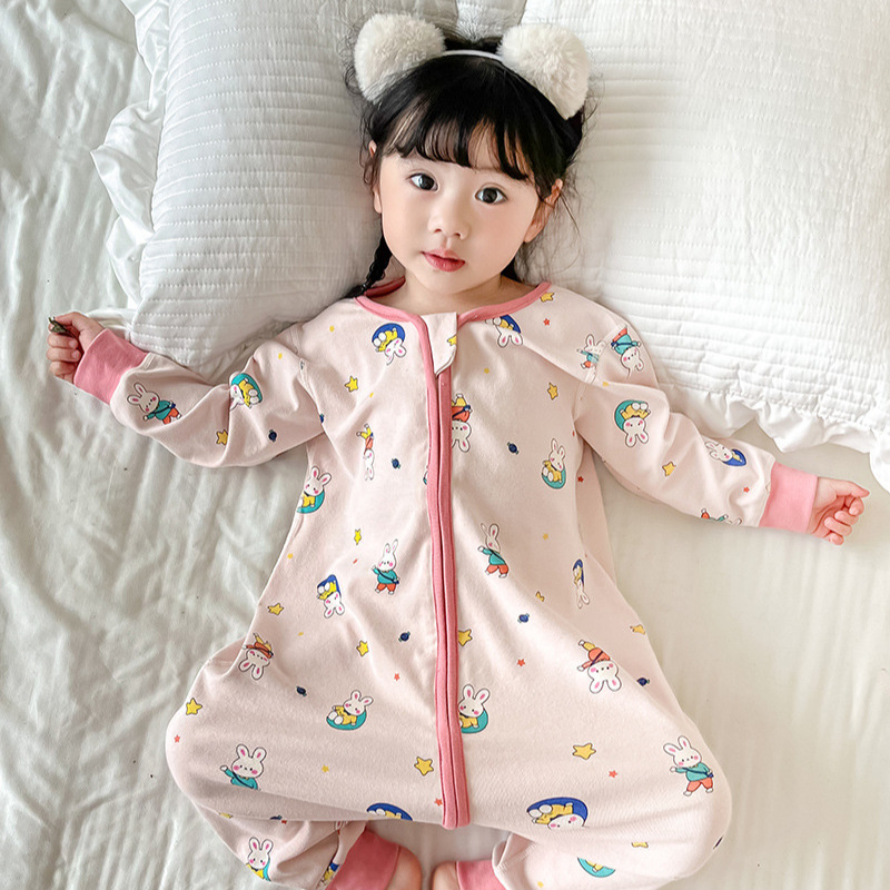 Sleeping Bag Kidsren's Thick Brushed Baby Split-Leg Anti-Kick Quilt Boneless Wool Pull-Up Cotton Boy's Seamless Jumpsuit