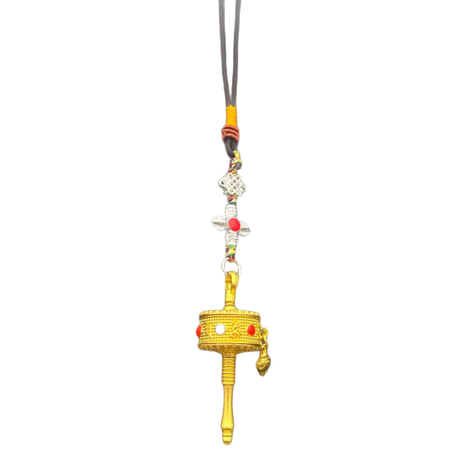 Xizang-Style High Five-Drop Oil Prayer Wheel Hand-Cranked Six-Character Mantra Pendant Car Ornament Auspicious Chinese Knot Jewelry Waist Tag