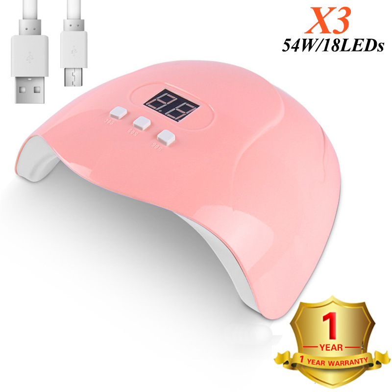 New nail phototherapy machine 54W 18 LED lights Nail Polish glue dryer quick-drying three-gear timing nail lamp