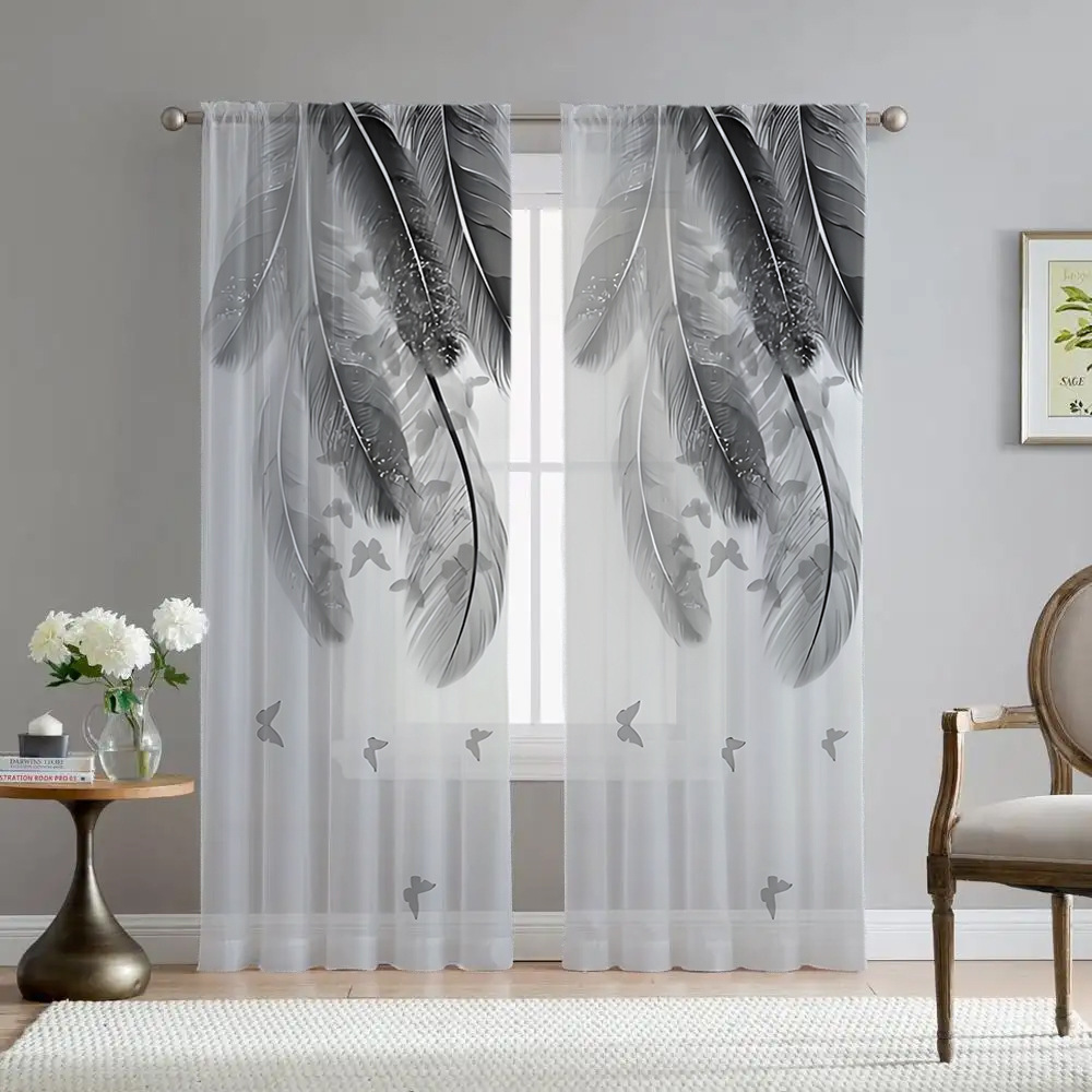 Jit Delivery Is Exclusively for Factory Direct Sales of Gray Coconut Leaf Nordic Style Digitally Printed Processed Curtains and Sheer Curtains That Allow Light to Pass through