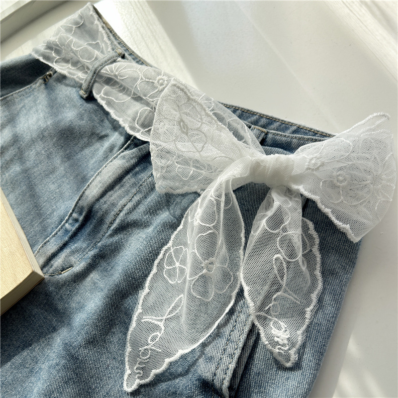 New Sweet Lace Belt Women's Skirt Jeans Trouser Belt White Ribbon Waist Rope Thin Long Silk Scarf Hair Belt