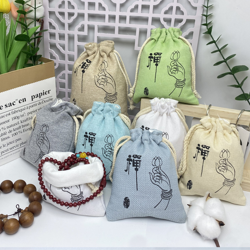 Double-layer Factory Cloth Bag Jewelry Thickened Storage Bag Drawstring Disc Bead Bag Disc Bead Brochure Play Buddha Beads Handstring Bag