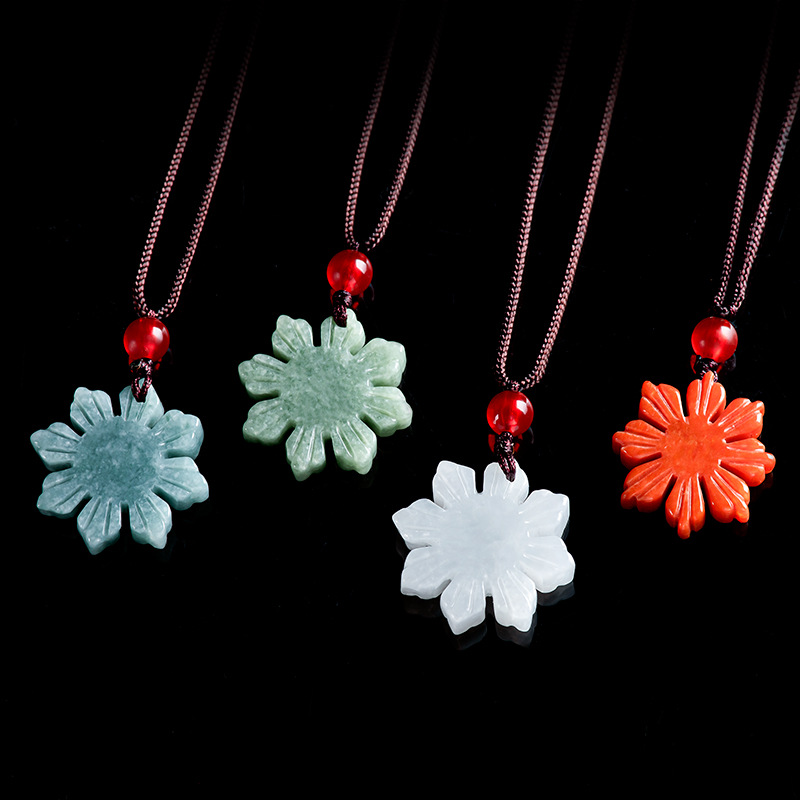 Natural Burma A Jade Sunflower Pendant Buckle Bean Jade Pendant Women's Jade Pendant Jade Wholesale