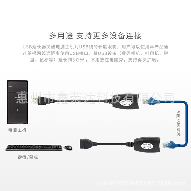 Cross-border USB extender 50 m usb extension signal amplifier usb2.0 to RJ45 network extender