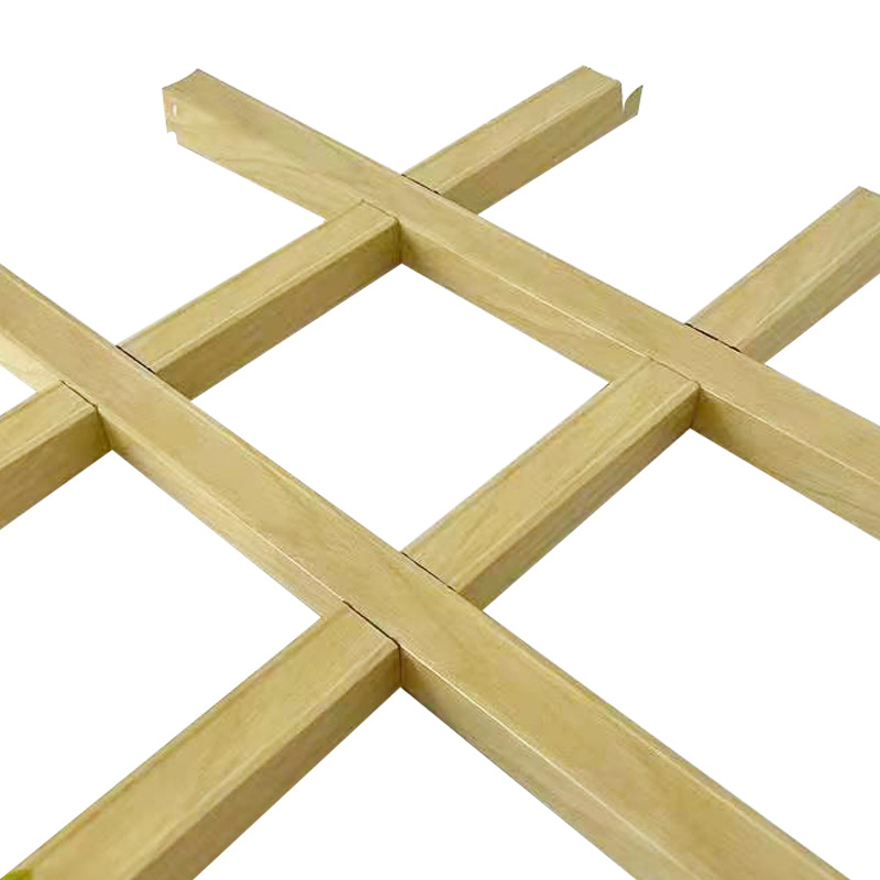 Wood grain aluminum grille ceiling ceiling grid decoration material integrated ceiling grape rack ceiling grid iron grille