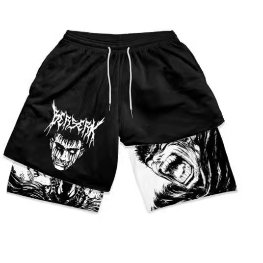 3D digital printing adult double-layer beach pants Amazon cross-border e-commerce hot-selling supply fitness casual shorts