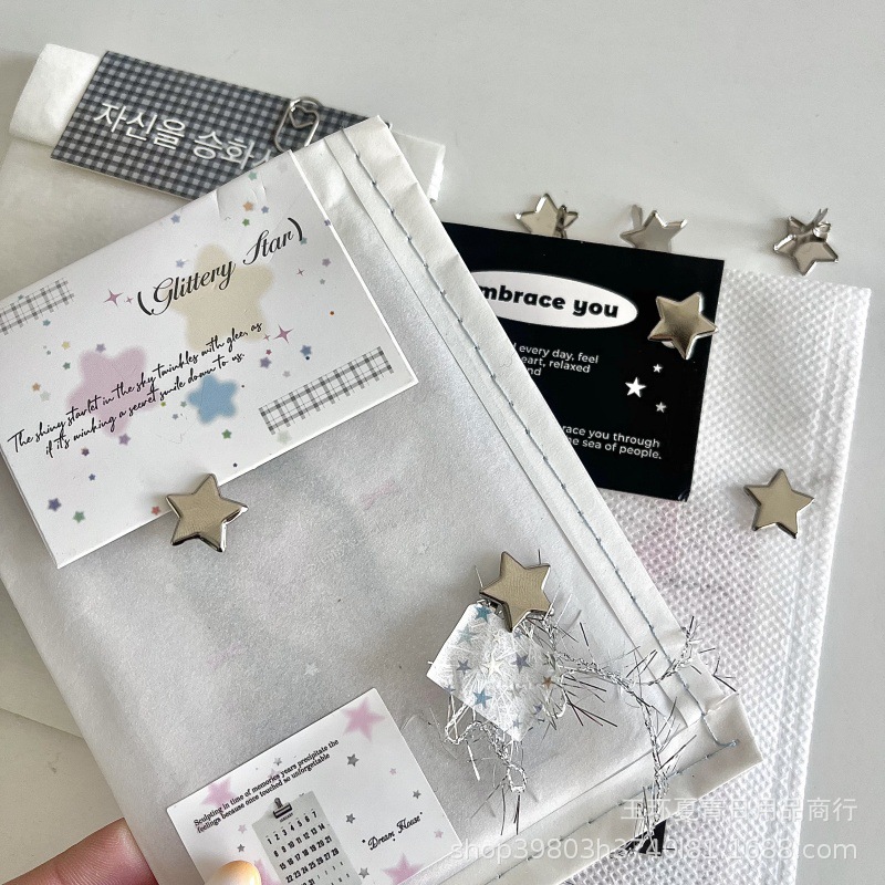 Ins high color value two-foot nail silver star two-foot nail out card packaging decoration two-foot nail parity packaging material