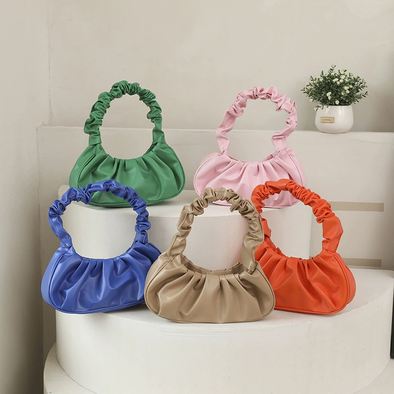 Bags for Women 2025 Spring and Summer New Korean Style One-Shoulder Dumpling Bag French Bag Fashionable Cloud Bag Pleated Satchel