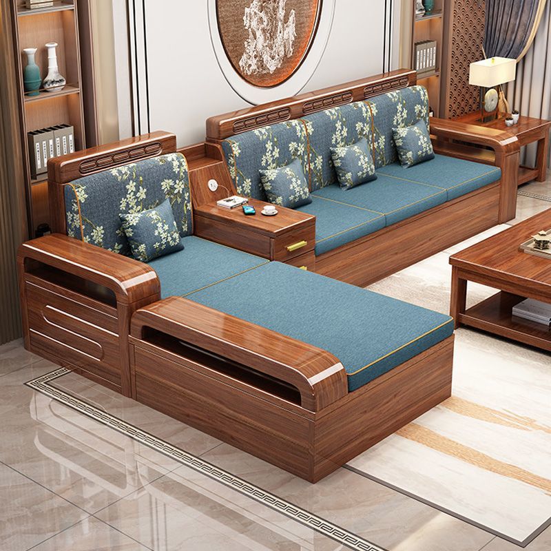 Диван из орехового массива, комбинация, новый китайский стиль, для гостиной, с хранением, простой современный, для малой квартиры, экономичная деревянная мебель