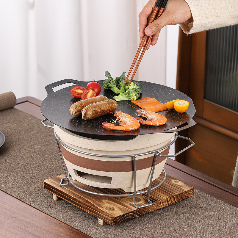Barbecue Stove Charcoal Outdoor Commercial Mud Stove Baking Pan Teppanyaki Stove Tea Roasting Stove Charcoal Stove Old-Fashioned Edge Stove