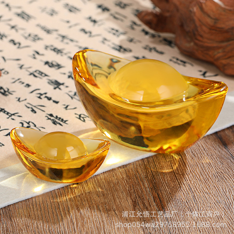 Glass Small Ingot Wholesale Large Citrine Ingot Gifts to Attract Wealth Home Decoration Ornaments Crystal Small Ingot