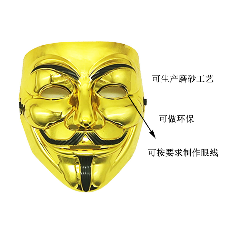 Halloween Party Manufacturer Wholesale Horror Grimace Mask V-Shaped Vendetta V-Shaped Weird Full Face Men's Film and Television Mask