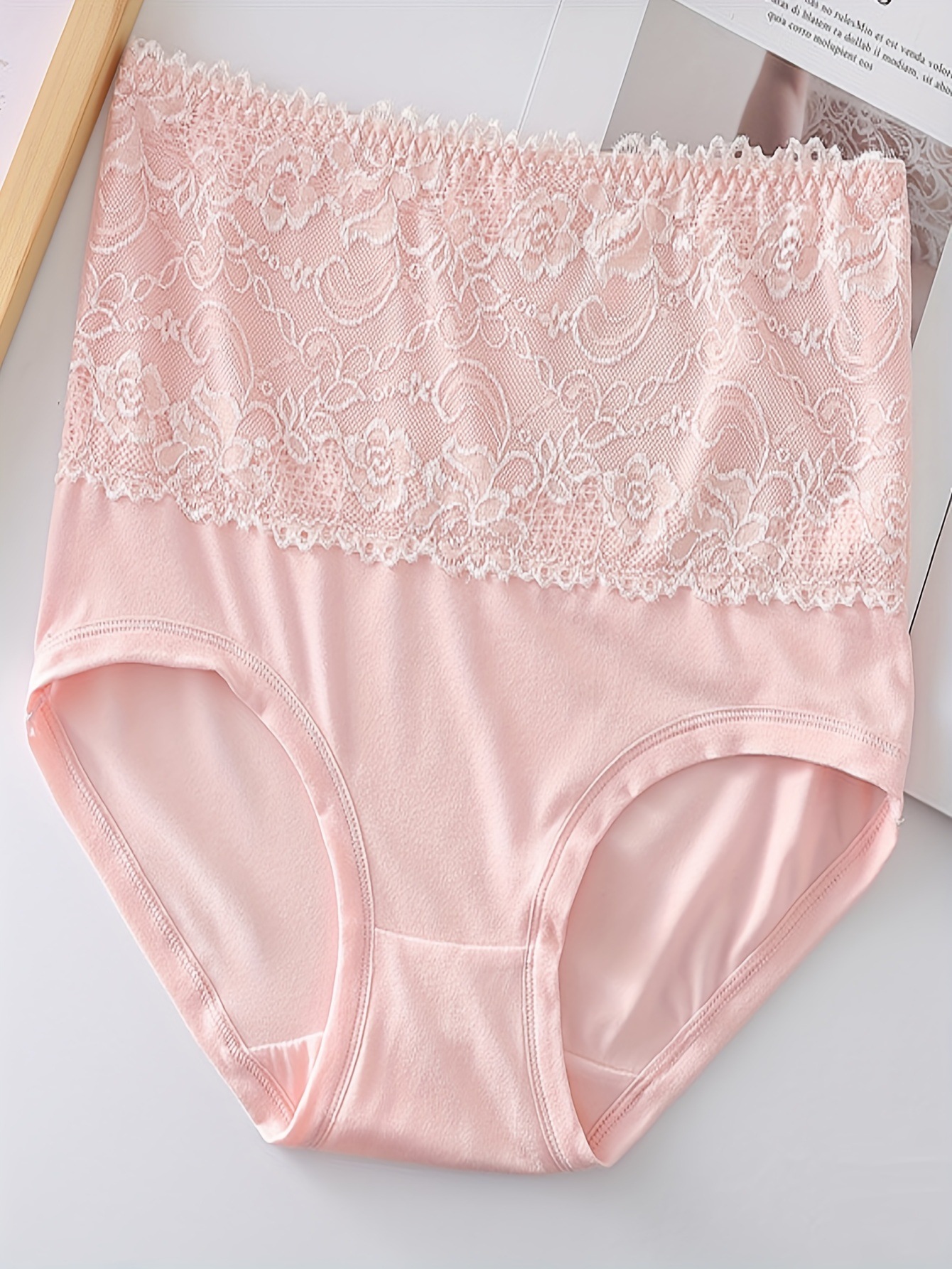 Set of 3 Women's Large Size Solid Color High Waist Lace