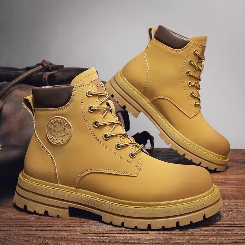 Rhubarb boots autumn and winter 2024 men's plus size martin boots tooling waterproof non-slip hiking shoes construction site labor protection shoes