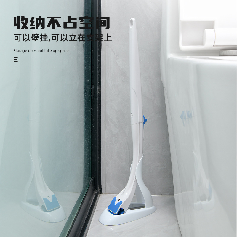 Manufacturer Wholesale Disposable Toilet Brush Set Disposable No Dead Angle Long Handle Replacement Head Household Toilet Cleaning Brush