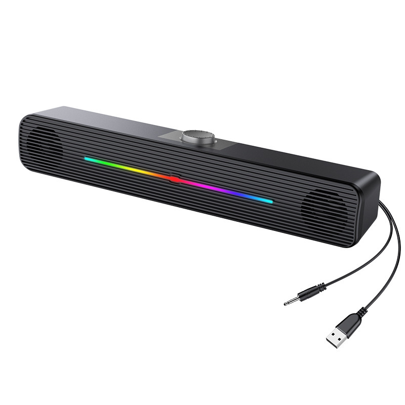 Cross-border E-1407 desktop laptop headphones computer audio strip luminous speaker subwoofer